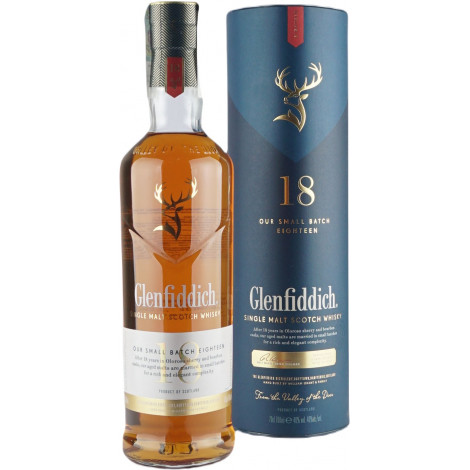 Віскі "Glenfiddich" 18yo 0,7л тубус (Single Malt)(Шотландія, ТМ "Glenfiddich") 04298