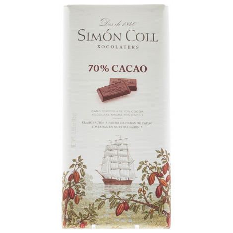 Шоколад чорний "Chocolate 70%"85г (Іспанія, ТМ "Simon Coll") 3016/6262/6315