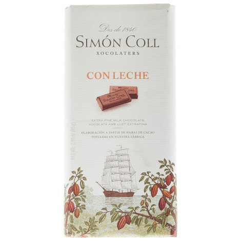 Шоколад "Con Leche" молочний 85г (Іспанія, ТМ "Simon Coll") 3013/6316