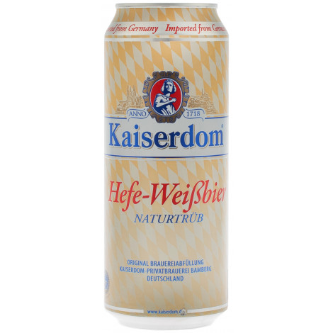 Пиво світле пшеничне "Hefe-Weißbier" 0,5л 4,7% ж/б (Німеччина,Баварія,ТМ "Kaiserdom")