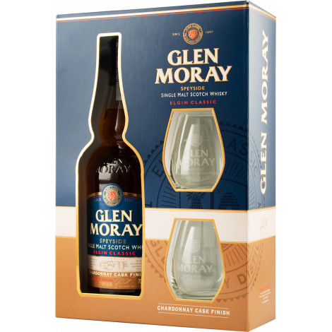 Віскі "Glen Moray Chardonnay Finish" 0,7л 40% под.наб+2кел (Шотландія, Спейсайд, ТМ "Glen Moray")