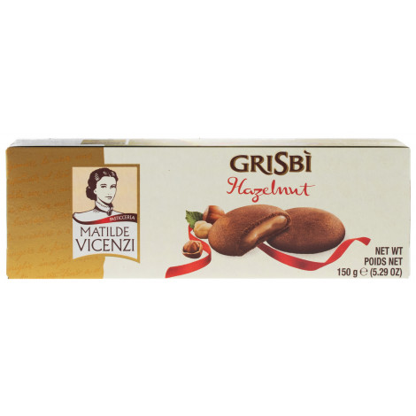 Печиво "Grisbi Hezelnut Cream Matilde" з горіховою начинкою 150г (Італія, ТМ "Vicenzi")