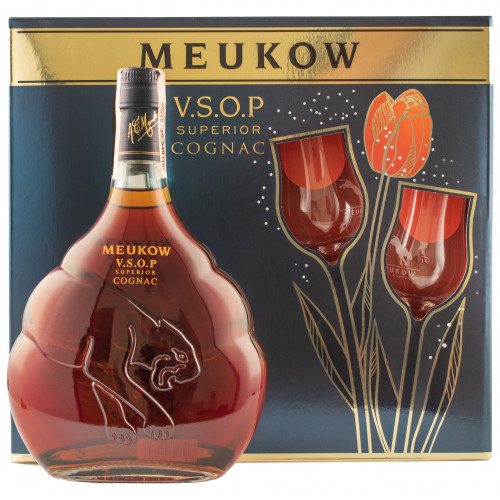 Коньяк "Meukow VSOP" 0,7л 40% под.наб.+2 келихи.(Франциія, Cognac, ТМ "Meukow")