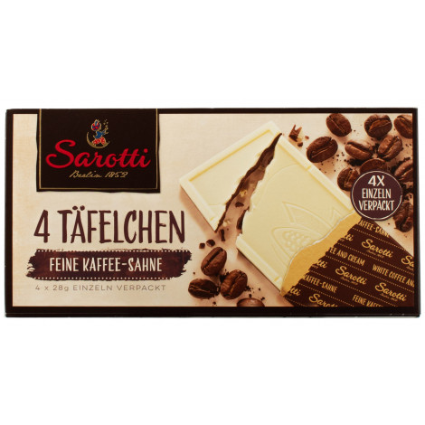 Шоколад білий "White Coffee" з кавою 4*28г (Німеччина, ТМ "Sarotti")