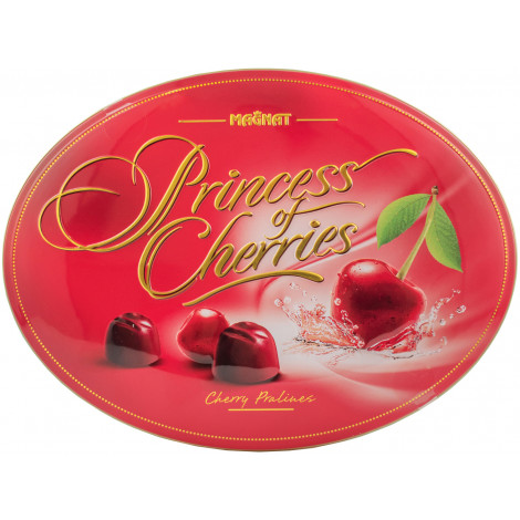 Цукерки "Princess of cherries" вишня в шоколаді з лікером 290г ж/б (Польща, ТМ "Magnat")