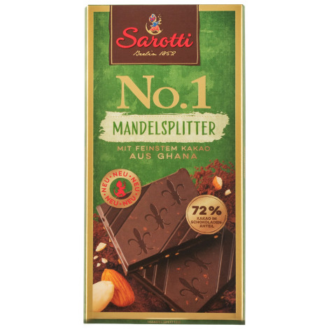Шоколад темний "Dark 72%" з мигдалем 100г (Німеччина, ТМ "Sarotti")