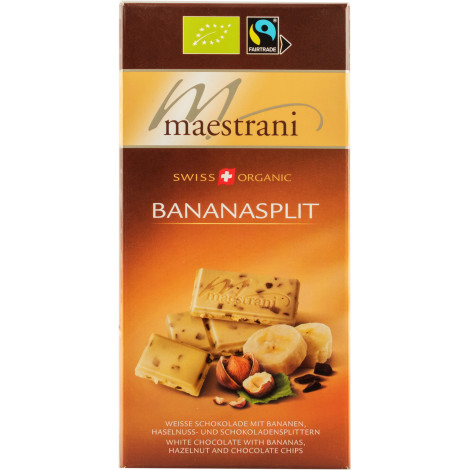 Шоколад молочний "Bananasplit" 80г (Швейцарія, ТМ "Maestrani")