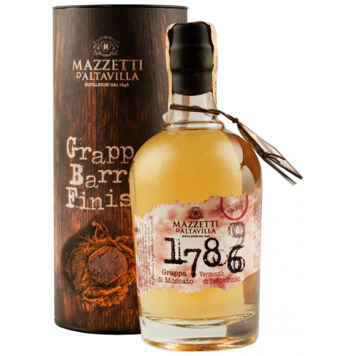 Grappa "1786 Moscato Vermouth finish" 0,5л 43% туб (Італія, П'ємонт, ТМ "Mazzetti") 3110