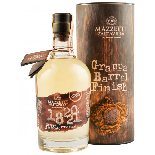 Grappa "1820/1821 Moscato-Porto finish" 0,5л 43% туб (Італія, П'ємонт, ТМ "Mazzetti") 3113