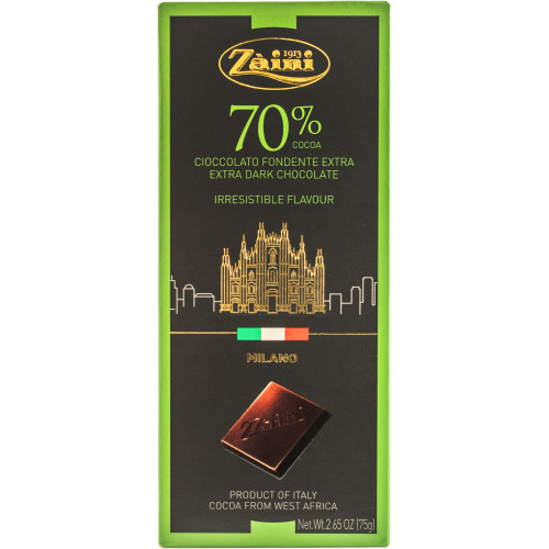 Шоколад "Milano 70% Dark chocolate Zaini" 75г (Італія, ТМ "Zaini")