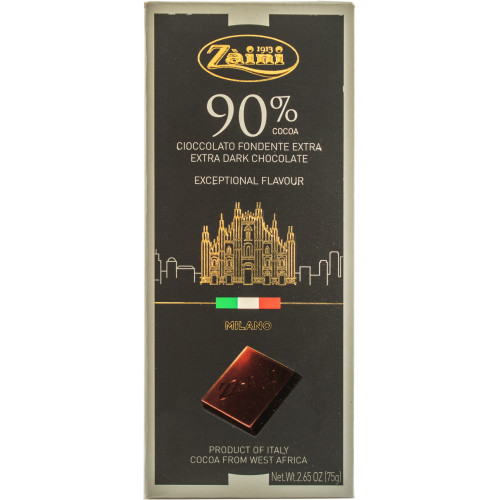 Шоколад "Milano 90% Dark chocolate Zaini" 75г (Італія, ТМ "Zaini")