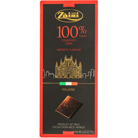 Шоколад "Milano 100% Dark chocolate Zaini" 75г (Італія, ТМ "Zaini")