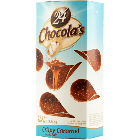 Шоколадні чіпси "Caramel sea salt chocolate" 80г (Бельгія, ТМ "24 Chocola's")