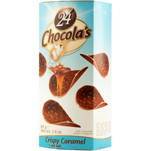 Шоколадні чіпси "Caramel sea salt chocolate" 80г (Бельгія, ТМ "24 Chocola's")