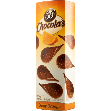 Шоколадні чіпси "Milk orange chocolate" 125г (Бельгія, ТМ "36 Chocola's")