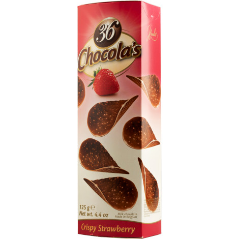 Шоколадні чіпси "Milk strawberry chocolate" 125г (Бельгія, ТМ "36 Chocola's")