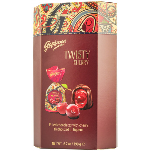 Цукерки вишня в шоколаді "Choco twisty Cherry" 190г (Польща, ТМ "Goplana")5104337