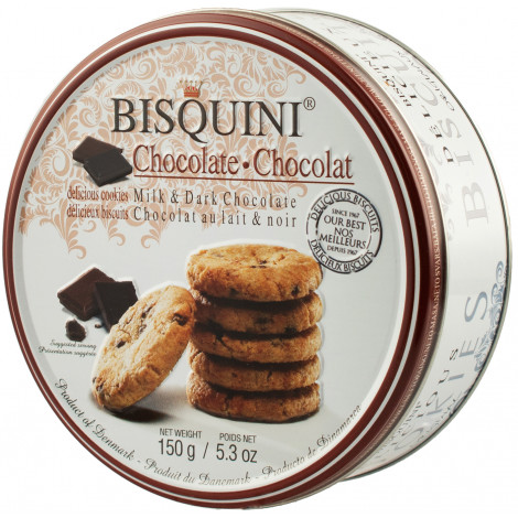 Печиво "Bisquini Milk&Chocolate Cookies" 150г ж/б (Данія, ТМ "Bisquini")