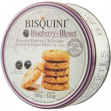 Печиво "Bisquini Blueberry&Coconut Cookies" 150г ж/б (Данія, ТМ "Bisquini")