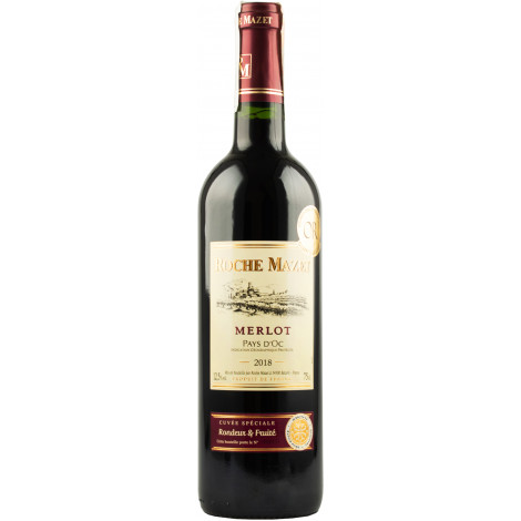 Вино "Merlot Pays D'oC IGP" черв.сух 0,75л 13% (Франція, Лангедок-Руссільон, ТМ "Roche Mazet")