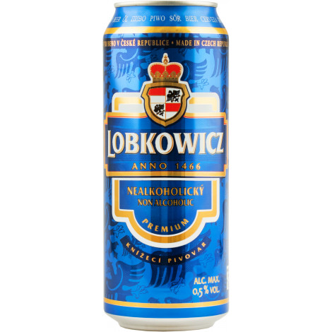 Пиво б/алкогольне "Premium" 0,5л ж/б (Чехія, ТМ "Lobkowicz")