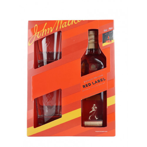 Віскі "Johnnie Walker" Red Label 0,7л 40% подар.упак + 1 склянки (Шотландія, ТМ "Johnnie Walker")