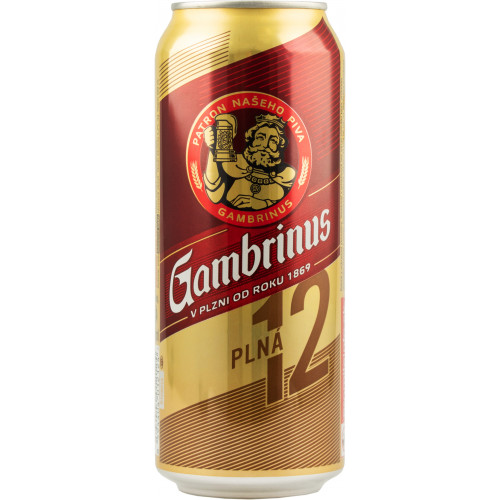 Пиво світле "Gambrinus 12%" 0,5л 5,2% ж/б (Чехія, ТМ "Gambrinus")