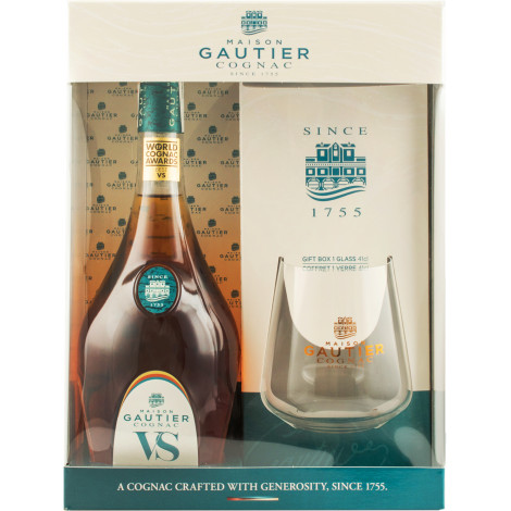 Коньяк "Gautier VS" 0.7л 40% кор +1 келих (Франція, Cognac, ТМ "Gautier")