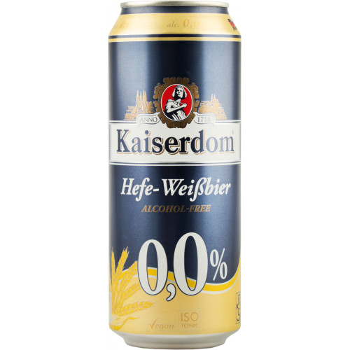 Пиво б/алкогольне "Kaiserdom Hefe-Weisbier" 0,5л ж/б (Німеччина, ТМ "Kaiserdom")