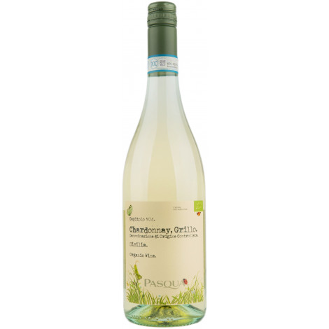Вино органічне"Chardonnay-Grillo DOC BIO" бiл.сух 0,75л 13% (Iталiя,Сіцілія,TM "Pasqua")