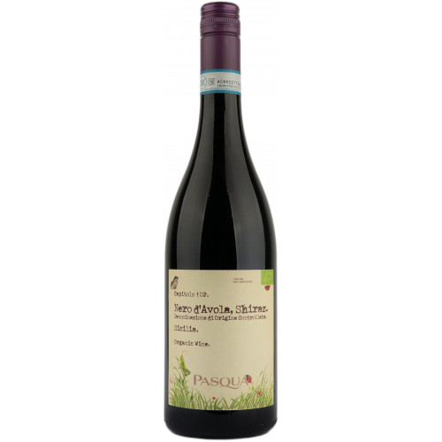 Вино органічне"Nero d'Avola-Shiraz DOC BIO" черв.сух 0,75л 13% (Iталiя,Сіцілія,TM "Pasqua")