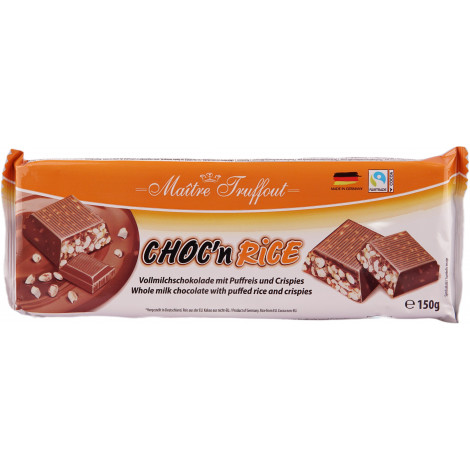 Шоколад молочний «Choc'n Rice» 150г (Німеччина, ТМ “Maitre Truffout”) 85036