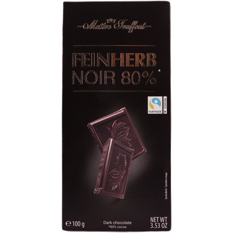 Шоколад темний « Feinherb Noir 80%» 100г (Польща, ТМ “Maitre Truffout") 89441