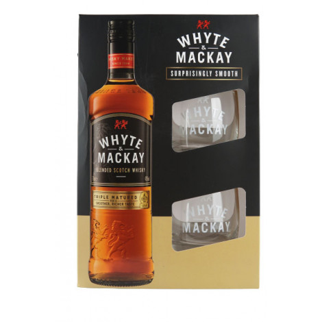 Віскі "Набір Whyte & Mackay + 2 склянки" 0.7л, 40% (Шотландія, TM "Whyte & Mackay")