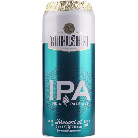 Пиво "Rinkuskiai IPA" 5% 0,5л ж/б (Литва, TM "Rinkuskiai")