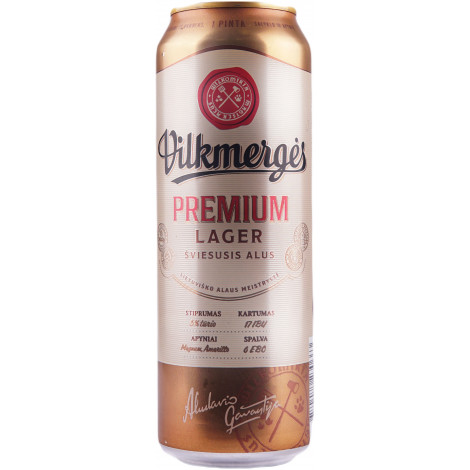 Пиво "Vilkmerges Premium Lager" 0,568л 5% (Литва, TM "Vilkmerges")