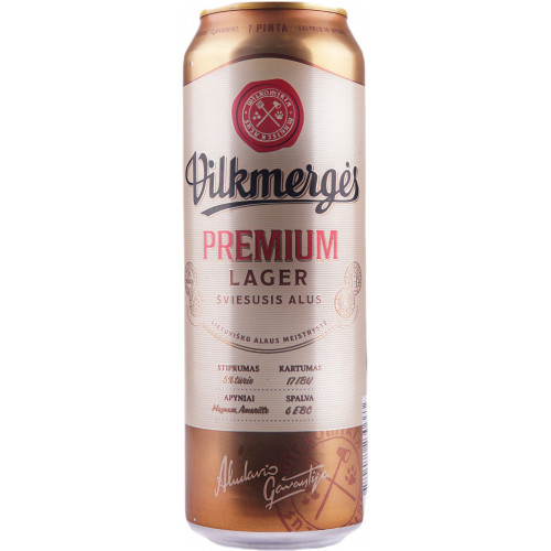 Пиво "Vilkmerges Premium Lager" 0,568л 5% (Литва, TM "Vilkmerges")