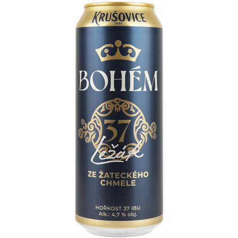 Пиво "Krusovice Bohem plech" 0,5л. 4,7%  з/б (Чехія, TM "Krusovice")